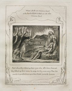 Jobs bok: Pl. 7, Og da de løftet øynene langt borte og kjente ham ikke, løftet de stemmene og gråt av William Blake