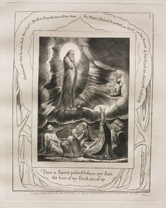 Jobs bok: Pl. 9, Da gikk en Ånd for ansiktet mitt / håret på mitt kjød reiste seg av William Blake