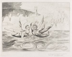 Sirkelen til de korrupte tjenestemennene, djevlene som ødelegger hverandre, 1827. av William Blake