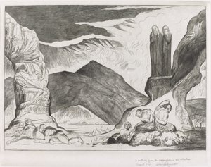 The Circle of the Falsifiers: Dante og Virgil dekker nesen på grunn av stanken av William Blake
