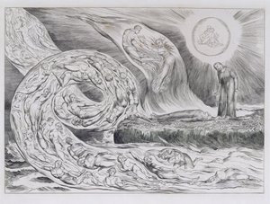 'The Circle of the Lustful', illustrasjoner av Dantes guddommelige komedie av William Blake