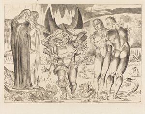 Tyvenes sirkel; Agnolo Brunelleschi angrepet av en seksfots slange av William Blake