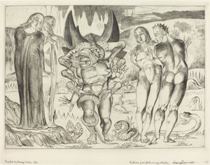 Tyvenes sirkel; Agnolo Brunelleschi angrepet av en seksfots slange av William Blake