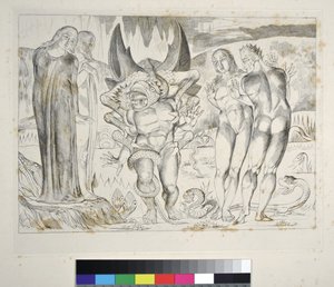 The Circle of the Thieves: Agnolo Brunelleschi angrepet av et seksfots slange-inferno, Canto XXV, illustrasjon til 