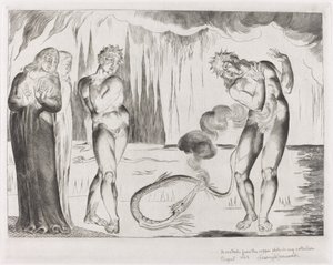 Tyvenes sirkel, Buoso Donati angrepet av slangen, 1827. av William Blake
