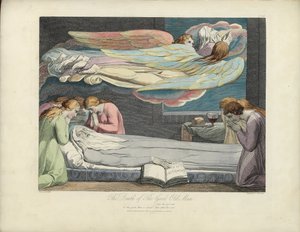 The Death of the Good Old Man, illustrasjon fra "The Grave" av Robert Blair, gravert av Louis Schiavonetti av William Blake