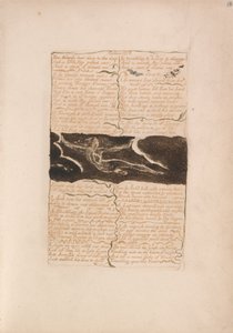 Den første boken til Urizen, plate 16, to nesebor bøyd ned i dypet ... (Bentley 13) av William Blake