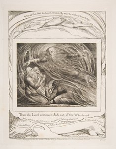 Herren svarer Job ut av virvelvinden, fra illustrasjoner av Jobs bok, 1825-26. av William Blake