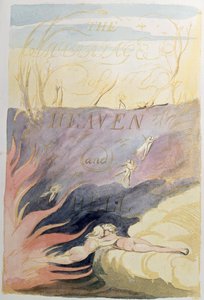 Ekteskapet mellom himmel og helvete; tittelblad, 1790-93 (relieff-etsing tonet med wc) av William Blake