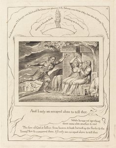 Sendebudene forteller Job om hans ulykker, 1825. av William Blake