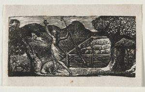 The Pastorals of Virgil, Eclogue I: The Shepherd jager bort en ulv, 1821. av William Blake