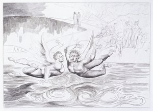 Den seksfotede slangen angriper Agnolo Brunelleschi, ca. 1824-1827 av William Blake
