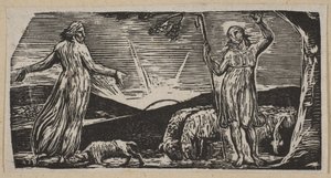 Thenot protesterer med Colinet, fra Thorntons Pastorals of Virgil, 1821. av William Blake