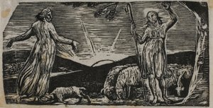 Thenot protesterer med Colinet, fra The Pastorals of Virgil av William Blake