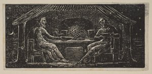 Thenot og Colinet spiser kveldsmåltidet sitt, fra Thorntons Pastorals of Virgil, 1821. av William Blake
