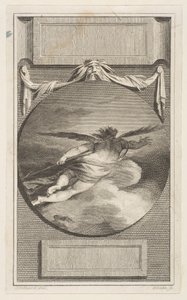 Bevinget figur som flyr gjennom skyer, ca. 1780-87. av William Blake