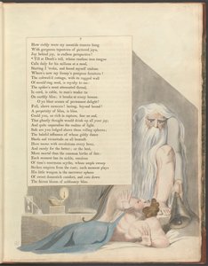 Young's Night Thoughts, side 7, "Till at Death's toll, whose restless iron tounge" av William Blake