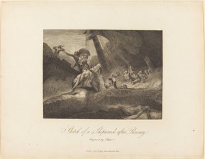 Skisse av et forlis av William Blake after George Romney