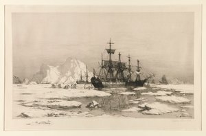 Sealers in the Arctic, etter maleriet: Among the Ice Floes, 1875 av William Bradford