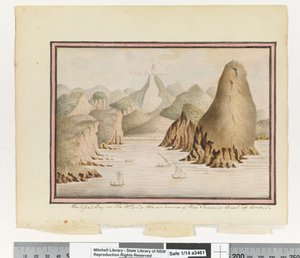 Opp. s. 38. `Fortified Bay på Wt-siden inngangen til Rio Janeiro Coast of Brazil', ca. 1802 (akvarell)