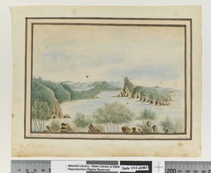 Opp. s. 92. `North Arm of Broken Bay New South Wales fra en øy ved inngangen sepr 1789