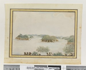 Opp. s. 93. `SW. Arm of Broken Bay New South Wales fra en øy ved inngangen. sep 1789