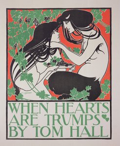 Gjengivelse av en plakat med reklame "When Hearts are Trumps" av Tom Hall (se 41529)