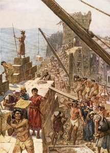 Gjenoppbygging av Jerusalems mur under Nehemja av William Brassey Hole