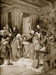 Robert Bruce gir et charter, 1329, illustrasjon fra 
