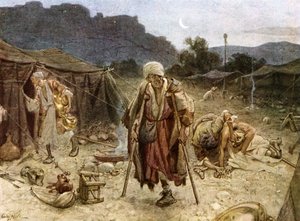 De fire spedalske plyndret leiren til syrerne. - Bibelen av William Brassey Hole