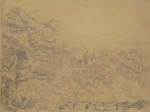Recto: Landlig landskap med kloster