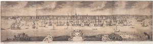 A South Prospect of Ye Flourishing City of New York i provinsen New York i Amerika, gravert av John Harris, 1717-18 av William Burgis
