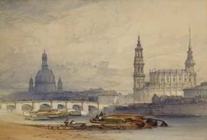 Dresden fra elven Elbe, 1853 av William Callow