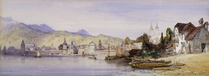 Lucerne fra innsjøen, 1862 av William Callow