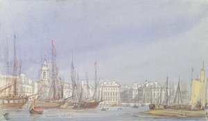 Marseille, skipsfart i indre havn, 28. juli 1836 av William Callow