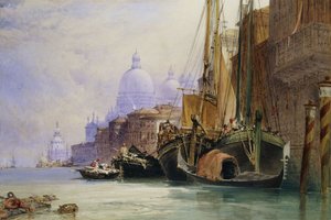 Santa Maria della Salute og Canal Grande, Venezia, av William Callow