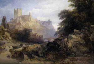 Byen og slottet fra elven, ca. 1860 (akvarell på papir) av William Callow