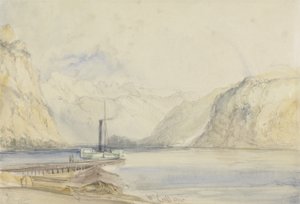 Wallenstadt, fra Wesen, Sveits (blyant og wc på papir) av William Callow
