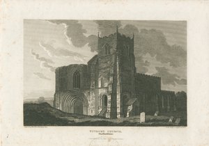 Tutbury Priory Church: gravering, nd [c 1812] (trykk)