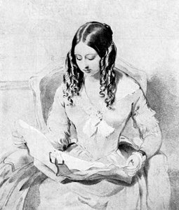 Dronning Victoria leser forsendelser, c1840-tallet.