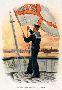 Senking av fenriken ved solnedgang, c1890-c1893. av William Christian Symons