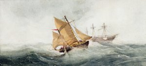 Nærmer seg vraket, 1837 (wc und gouache på papir) av Clarkson Frederick Stanfield