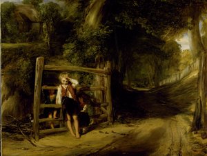 Rustic Civility eller, 'Komende begivenheter kaster sine skygger foran dem', ca. 1832 (olje på lerret) av William Collins