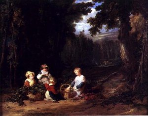 Små barn plukker humle, ca. 1835 (olje på lerret)