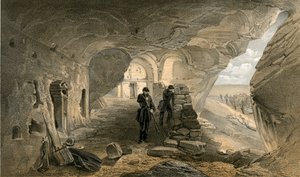 Utgravd kirke i hulene ved Inkermann, sett mot vest av William Crimea Simpson