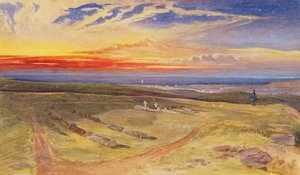 Graves of the Officers in the Fort on Cathcart Hill, 1854 (wc og kroppsfarge over grafitt på papir) av William Crimea Simpson