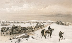 1. divisjons leir, ser nordover mot 2. divisjons leir, Inkermanns høyder i det fjerne av William Crimea Simpson
