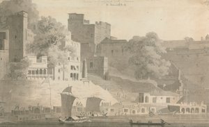 Bramha og Nursingdara Ghat, Varanasi av William Daniell