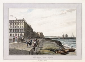 Nær Regents Square, Brighton, ca. 1814-1825 (håndfarget akvatint, grå vask) av William Daniell