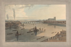Tavle VI: London, Westminster Bridge og klosteret av William Daniell